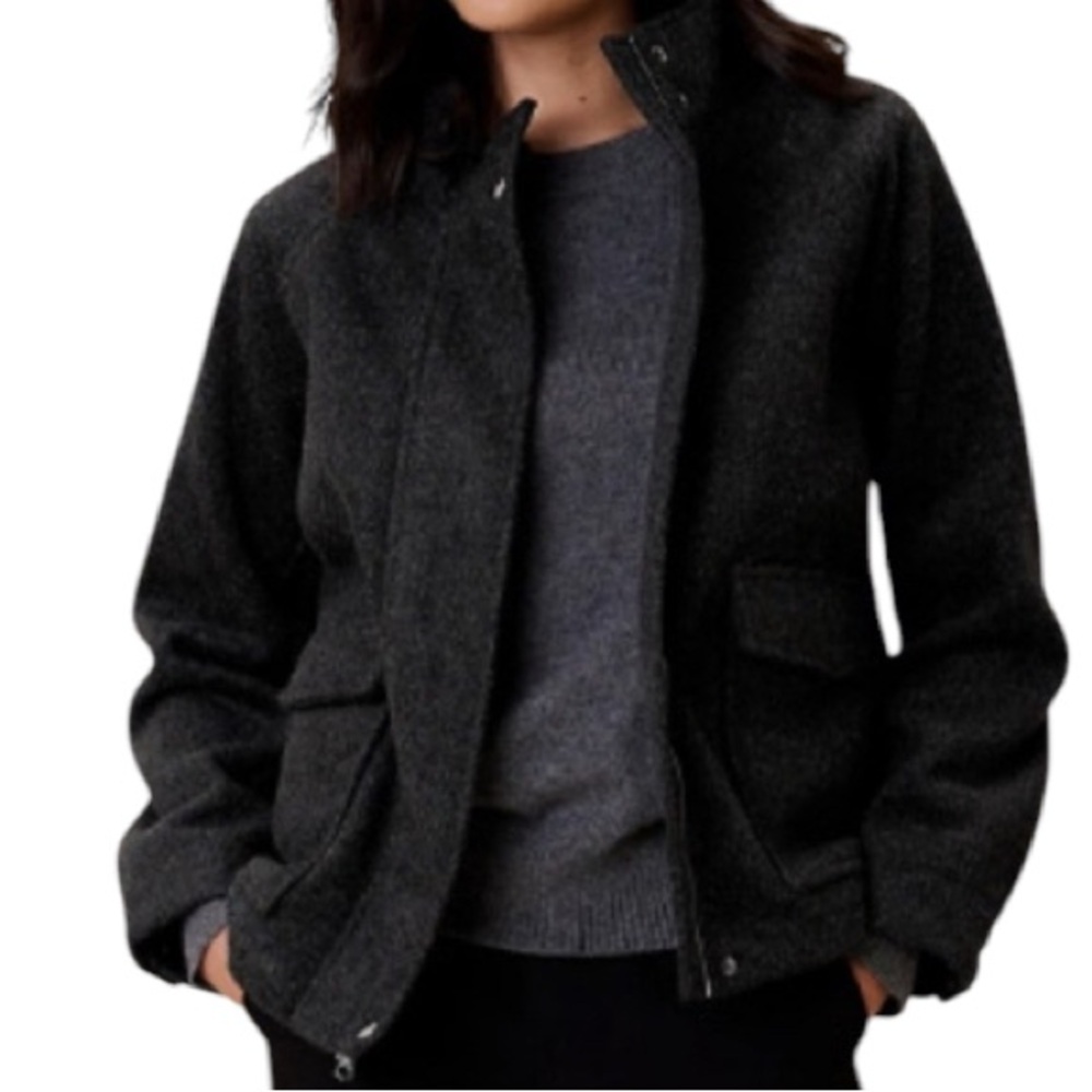 Banana Republic‎ NWT Melton Pocket Short Jacket Dark Charcoal Size Large Petite